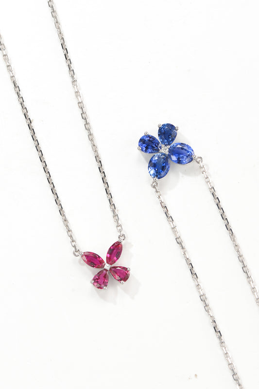 Sapphire butterfly necklace 18K white