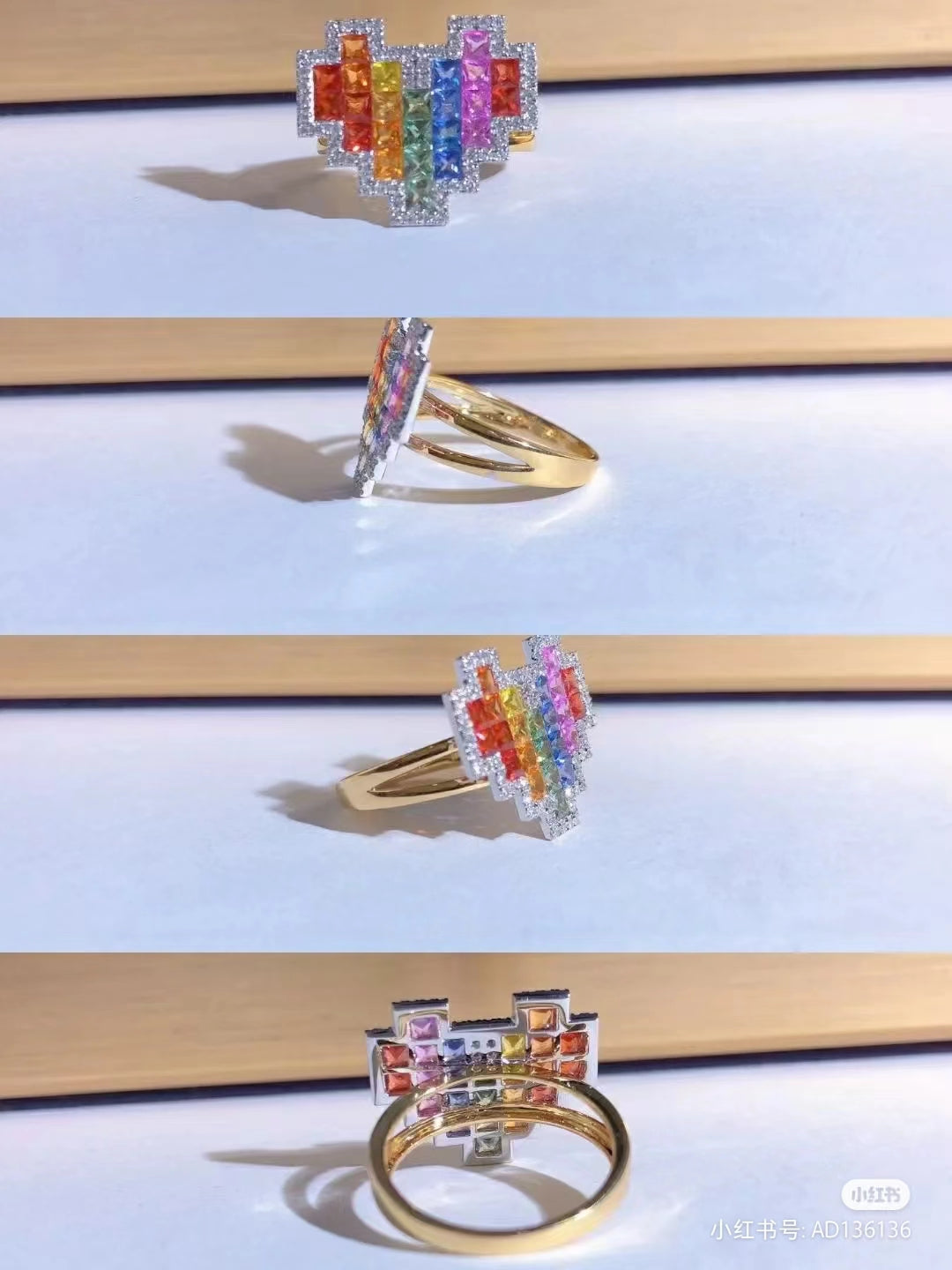 Dopamine Rainbow Sapphire Princess Cut "Follow Your Heart" Set Box