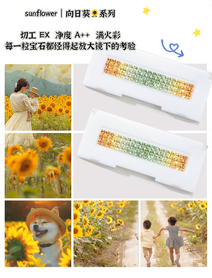 Sunflower series yellow and green sapphire gemstone combination