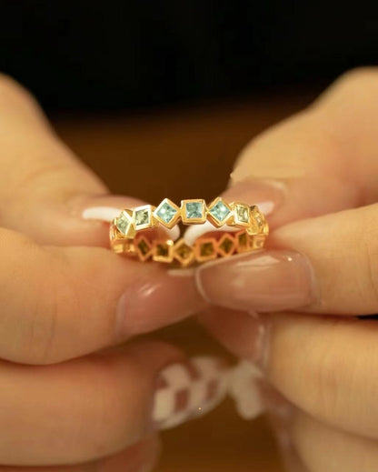Sunflower series yellow and green sapphire gemstone combination