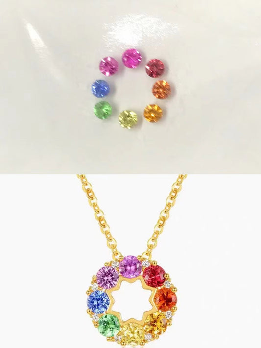 0.79ct Rainbow Donut Pendant Set