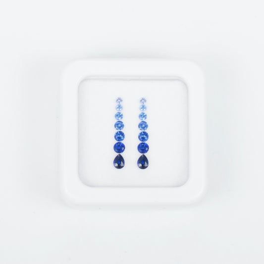 1.32ct blue sapphire earrings with a graduated blue gemstone fringe