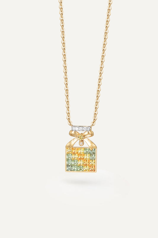 Sunflower Blessing Pendant Necklace 18k Yellow Gold