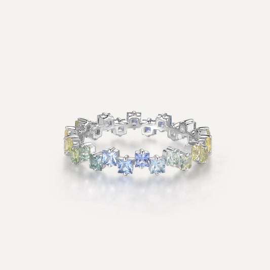 Rainbow After the Rain Blue Star Ring 18K White Gold