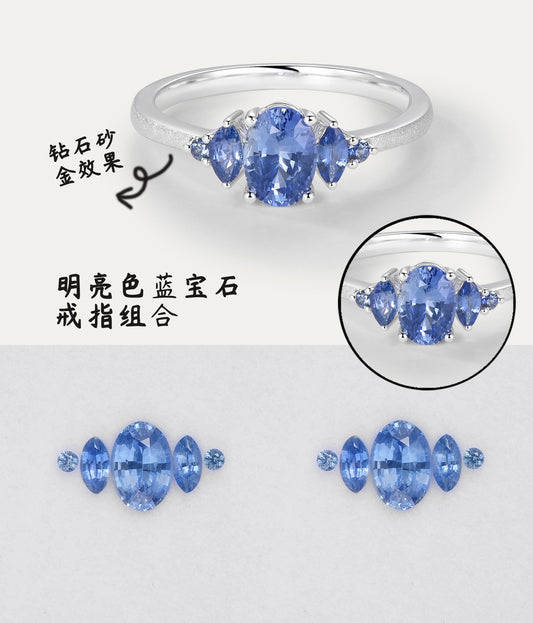 0.98ct vivid blue sapphire ring set with a 1 carat total weight top surface effect, high cost performance ratio.