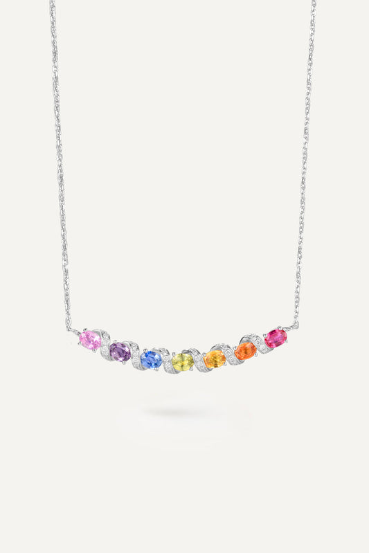 Rainbow Candy Necklace 18K White Gold