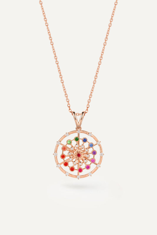 Rainbow Ferris Wheel Pendant 18k Yellow Gold Without Chain