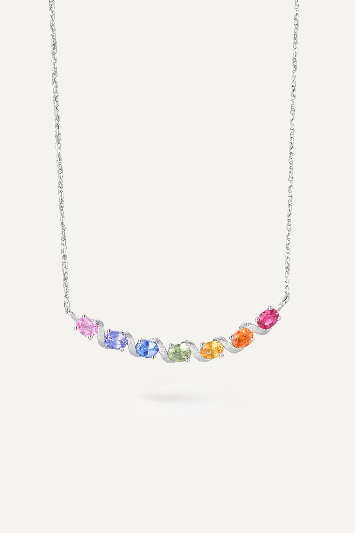 Rainbow Sweet Necklace 18K White Gold (Satin Finish Edition)