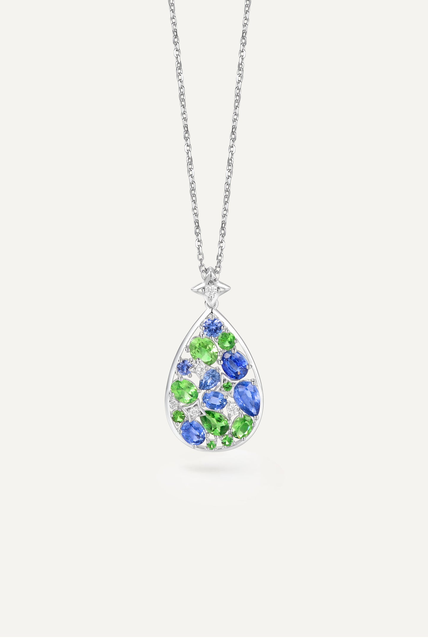 Monet Garden Pendant 18K White Gold (excluding chain)