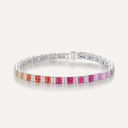 Rainbow Eternal Bracelet |Double Row Version| 18K White Gold | Natural Gemstone