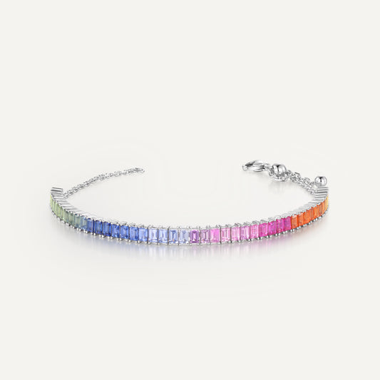 Rainbow Rectangular Bracelet 18K White Gold