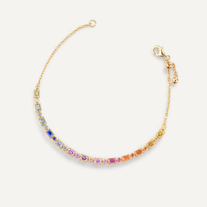 Rainbow Box Bracelet | Adjustable Chain Version | 18K Gold