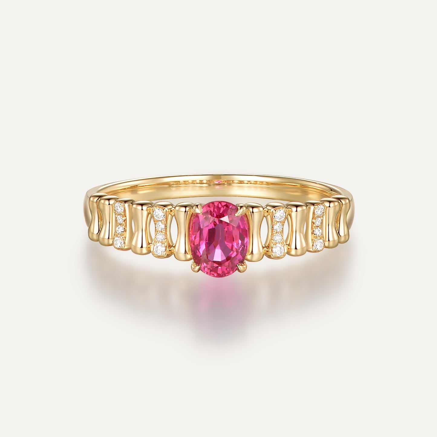 Inscribed Hearts Ruby Ring | 18K yellow gold