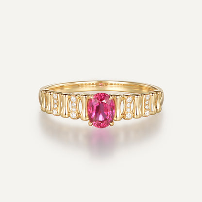 Inscribed Hearts Ruby Ring | 18K yellow gold