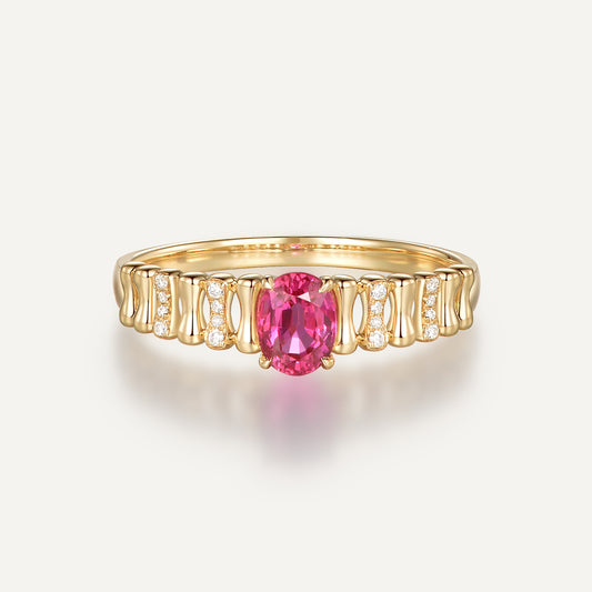 Inscribed Hearts Ruby Ring | 18K yellow gold