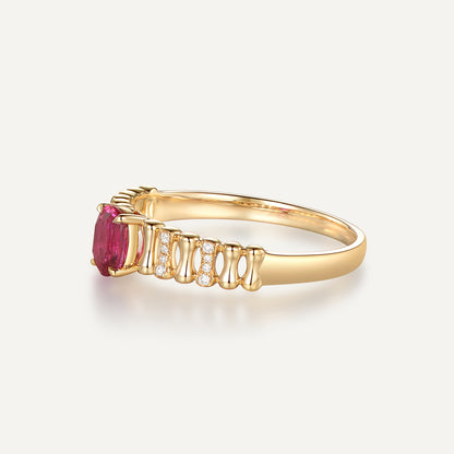 Inscribed Hearts Ruby Ring | 18K yellow gold