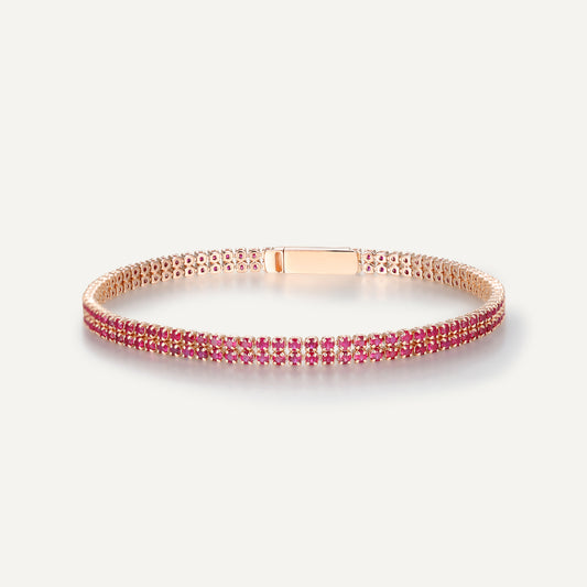 Ruby Tennis Bracelet | Double Row Version | 18K gold
