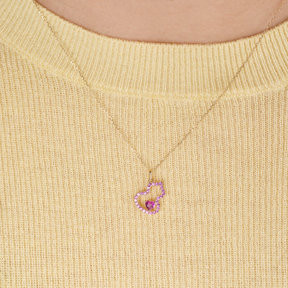 Pink Sapphire Heart Necklace | 18K yellow gold