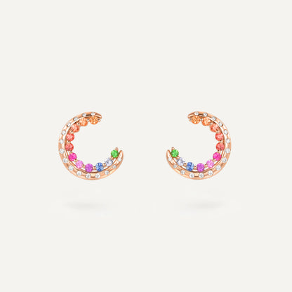 Rainbow Moon Boat Earrings 18K Yellow & 18K Red
