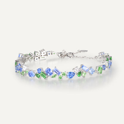Monet Garden Bracelet |Adjustable Chain - Slim Version| 18K White Gold | Natural Gemstone