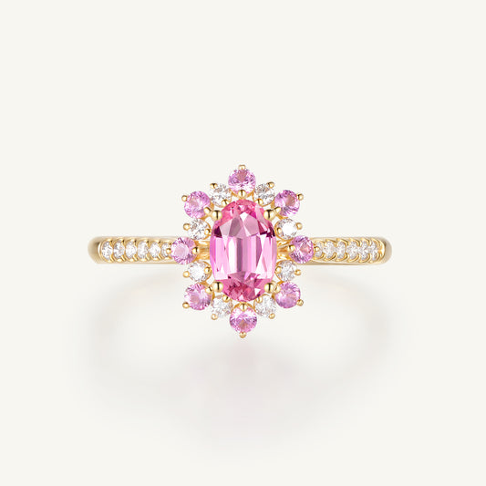 Sakura Blossom Sapphire Ring | 18k yellow gold | Natural Gemstone