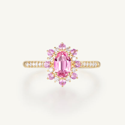 Sakura Blossom Sapphire Ring | 18k yellow gold | Natural Gemstone