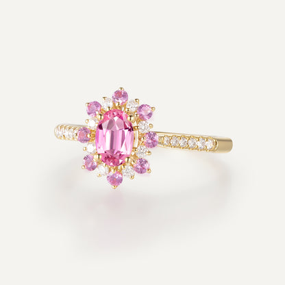 Sakura Blossom Sapphire Ring | 18k yellow gold | Natural Gemstone