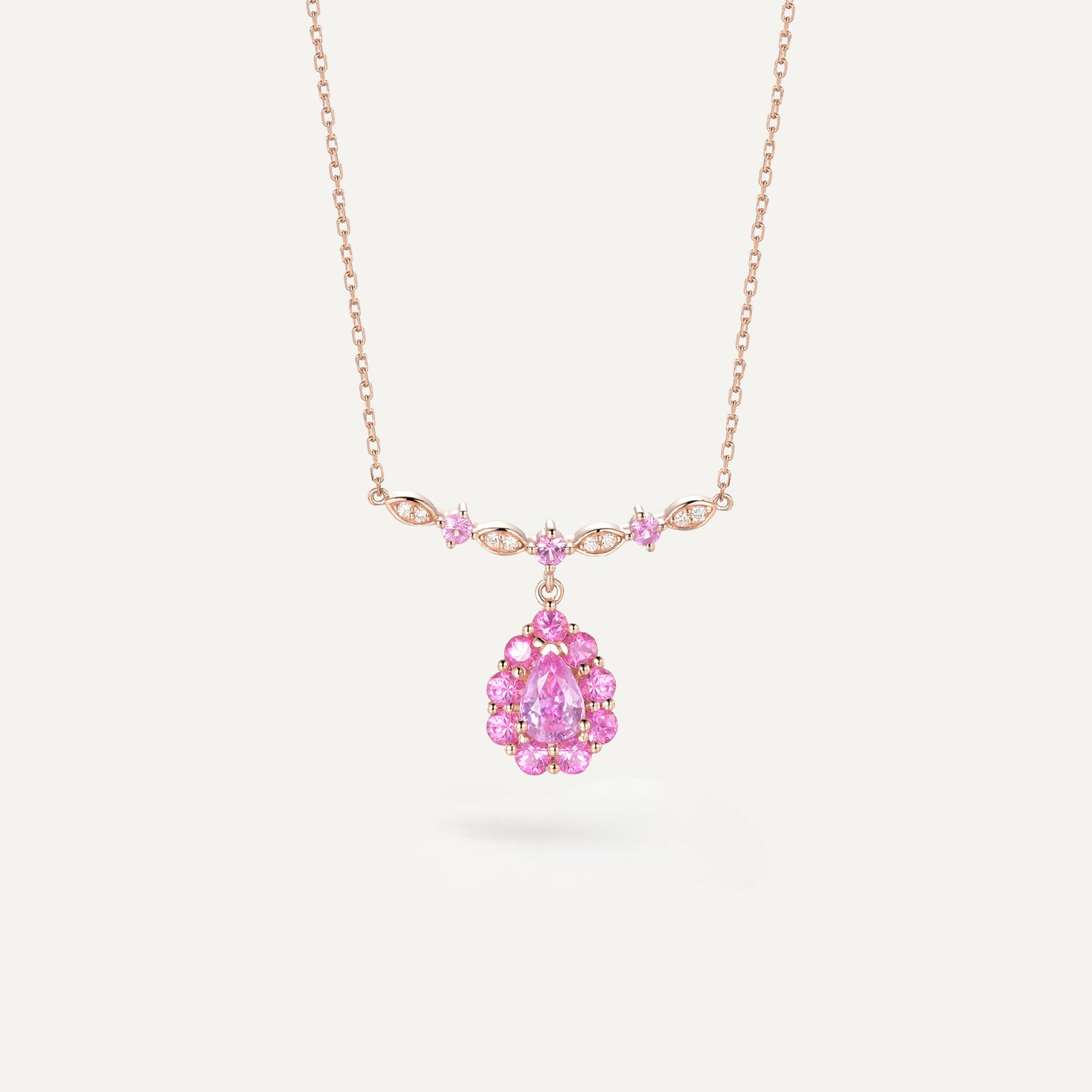 Floral Intoxication Pink Sapphire Necklace | 18K Rose Gold | Natural Gemstone