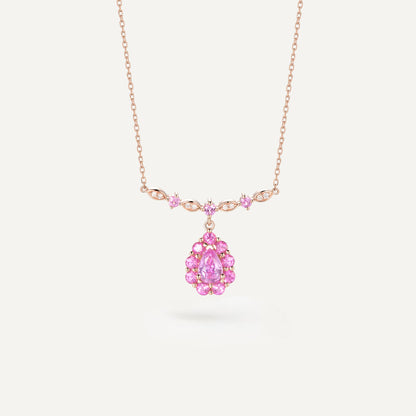 Floral Intoxication Pink Sapphire Necklace | 18K Rose Gold | Natural Gemstone