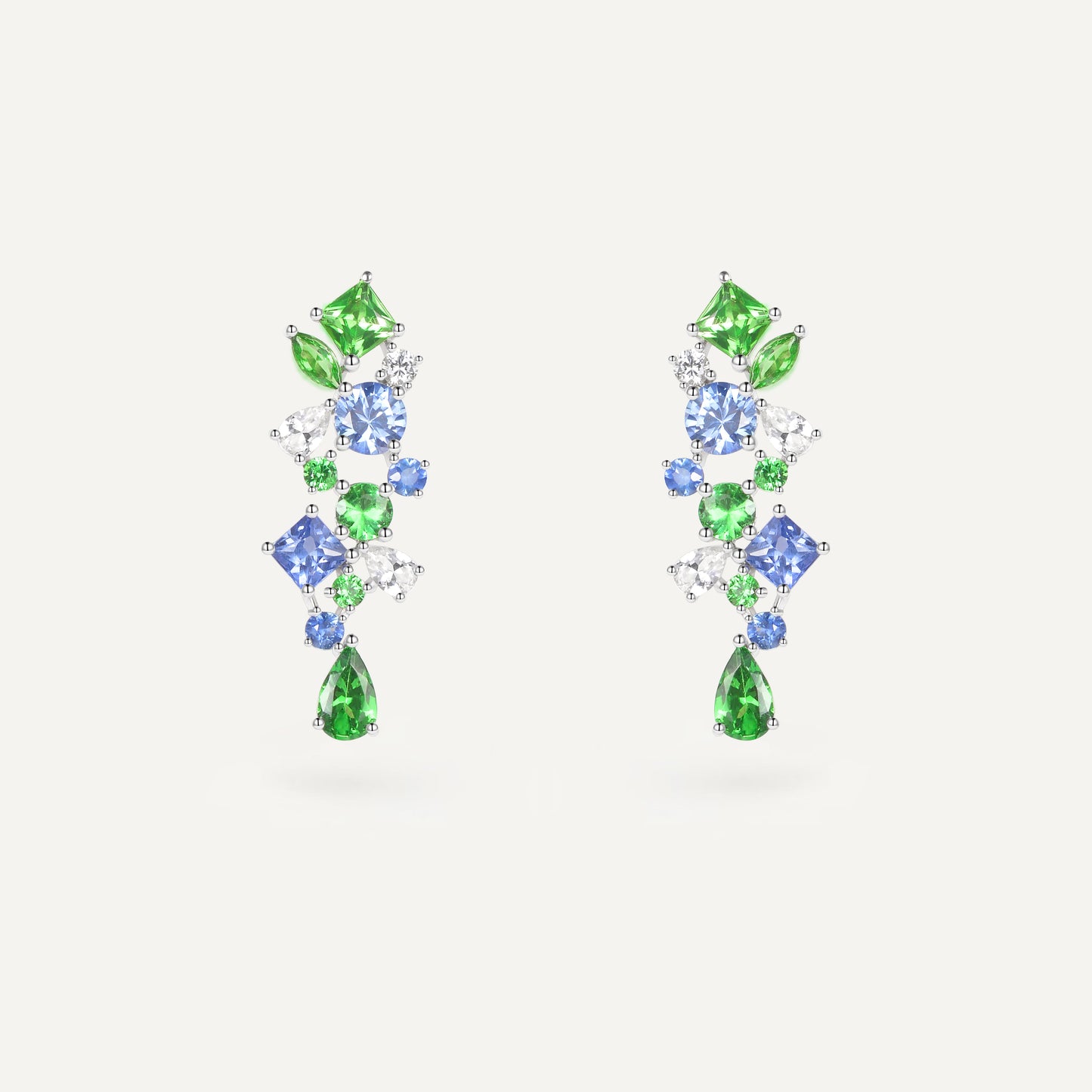 Monet Garden Earrings | Ethereal Droplet Edition | 18K white gold | Natural Gemstone