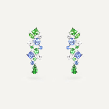 Monet Garden Earrings | Ethereal Droplet Edition | 18K white gold | Natural Gemstone