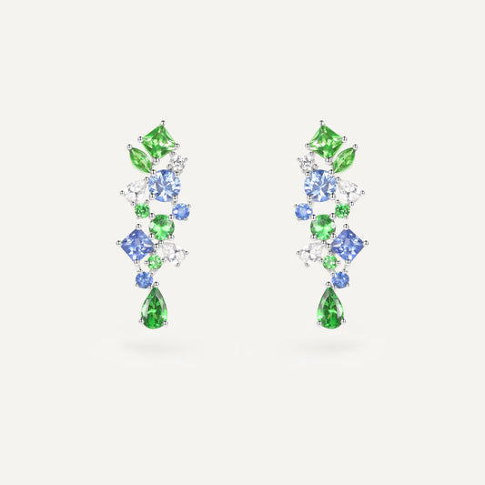Monet Garden Earrings | Ethereal Droplet Edition | 18K white gold | Natural Gemstone