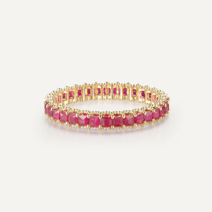 Straight Line Ruby Princess Ring | 18K Gold | Natural Gemstone