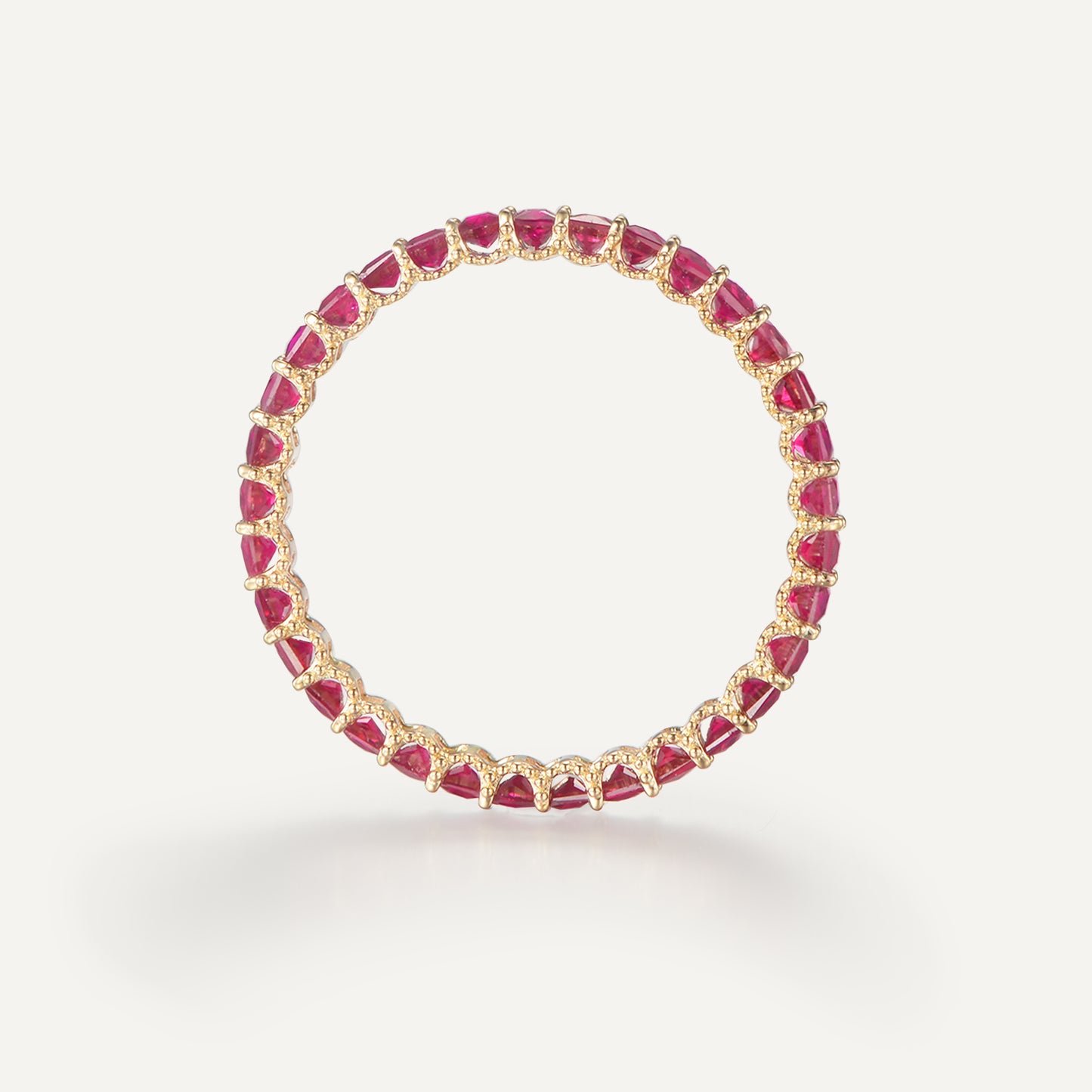 Straight Line Ruby Princess Ring | 18K Gold | Natural Gemstone