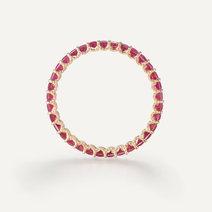 Straight Line Ruby Princess Ring | 18K Gold | Natural Gemstone