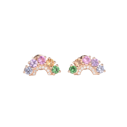 Rainbow Arch Earring | 18K gold | Natural Gemstone
