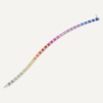 Rainbow Eternal Bracelet |Double Row Version| 18K White Gold | Natural Gemstone