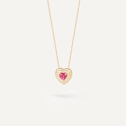 Ruby Beloved Heart Pendant | 18K Yellow Gold | Natural Gemstone