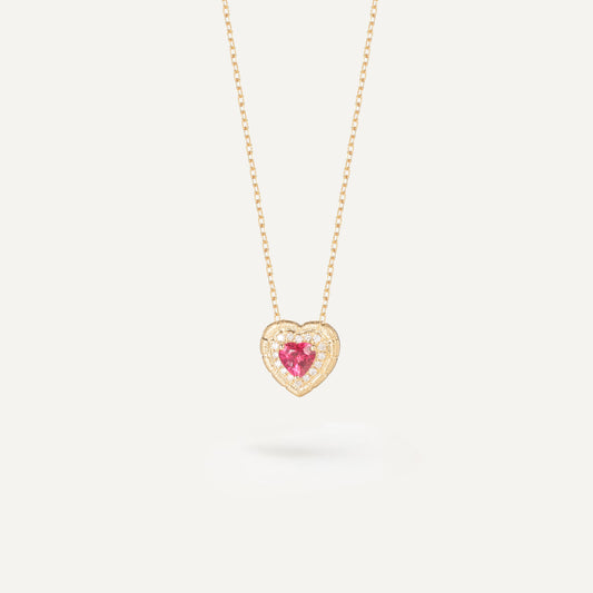 Ruby Beloved Heart Pendant | 18K Yellow Gold | Natural Gemstone