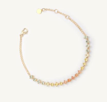 Sunflower Bracelet | Adjustable Chain Version| 18K Yellow Gold
