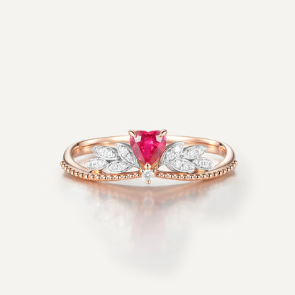 Ruby Heart Wings Ring | 18K rose gold