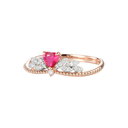Ruby Heart Wings Ring | 18K rose gold