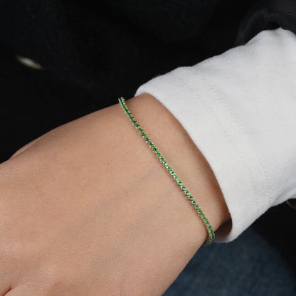 Tsavorite Tennis  Bracelet | 18K  Gold | Natural Gemstone