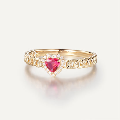 Crimson Heart Ring | 18K yellow gold