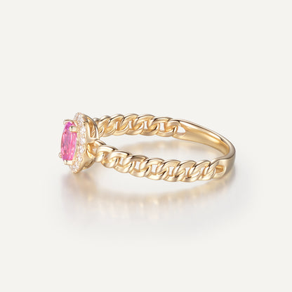 Misty Orb Pink Sapphire Ring | 18K yellow gold | Natural Gemstone