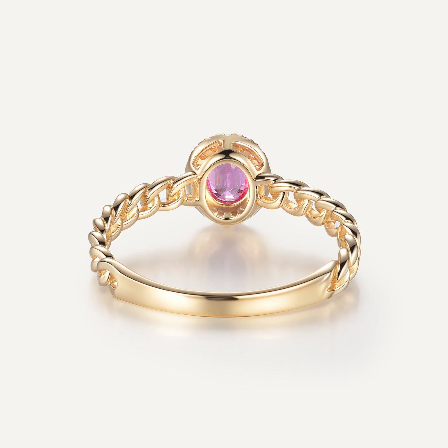 Misty Orb Pink Sapphire Ring | 18K yellow gold | Natural Gemstone