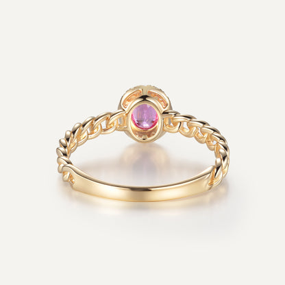 Misty Orb Pink Sapphire Ring | 18K yellow gold | Natural Gemstone