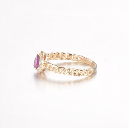 Sakura Drop Pink Sapphire Ring | 18K yellow gold | Natural Gemstone
