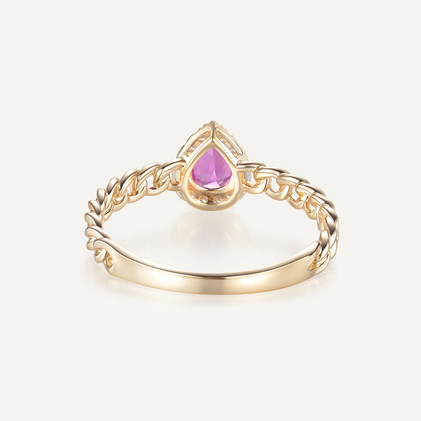 Sakura Drop Pink Sapphire Ring | 18K yellow gold | Natural Gemstone