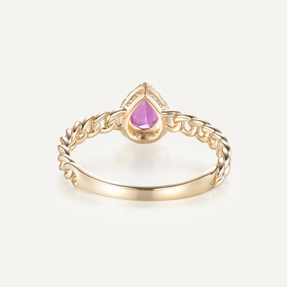 Sakura Drop Pink Sapphire Ring | 18K yellow gold | Natural Gemstone